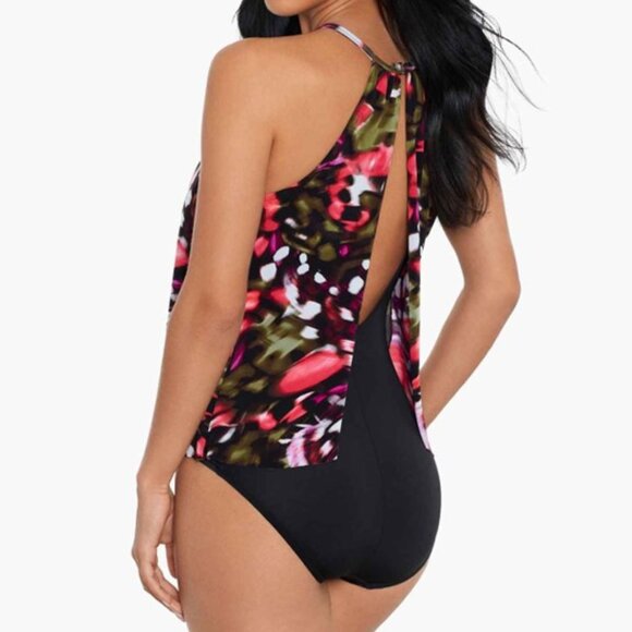 Magicsuit by Miraclesuit Aubrey Flutter Swimsuit 1-PC Black Multi Size 14 NEW - Picture 2 of 8